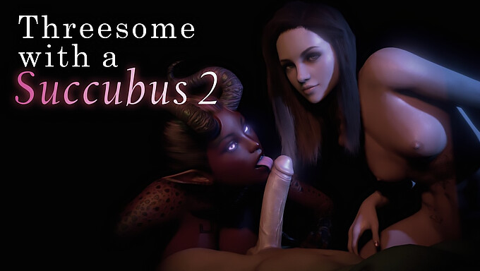 3d Animation Μιας Έφηβης Succubus Που Απολαμβάνει Βαθιά Ευχαρίστηση Σε Ένα Τρίο Με Ένα Ζευγάρι