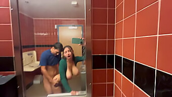 Slutty Busty Babe Gets A Creampie In A Public Bathroom