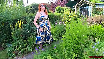 British Milf Red Xxx Enjoys Outdoor Solo Play In The Garden