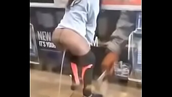 Horny Brunette Gets Off On Pissing In A Convenience Store