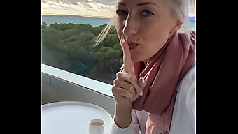 Amateur Blonde Reaches Orgasm Through Self-Pleasure On A Public Balcony In Mallorca