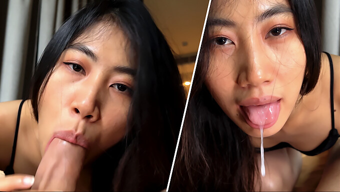 Asian Girl Gives Handjob And Swallows Cum In Pov Video