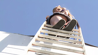 Teen Gets Down And Dirty On The Rooftop Deck