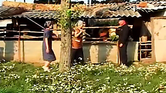 An Elderly Hungarian Woman Relieves Herself And Engages In Sexual Activity Close To A Farm Building