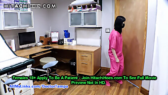 Chinese Nurse Alexandria Wu Covertly Pleasures Herself With A Hitachi Magic Wand In The Exam Room.