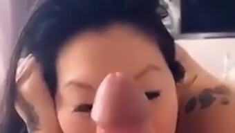 A Voluptuous Asian Woman Admires Her Large White Partner While Pregnant