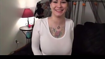 Inked Emo Flaunts Big Natural Bosom And Bra