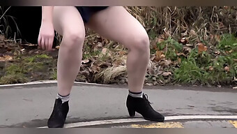 Public Peeing: Hairy Girl Relieves Herself In The Open Air