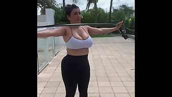 Curvy Latina Fitness Routine Showcasing Her Ample Breasts And Round Derriere