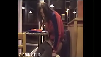 Young Woman Urinates In A Fast Food Restaurant